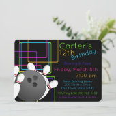 Neon Night Glow Bowling Verjaardag Kaart (Staand voorkant)