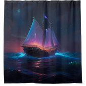 Neon Night op het Zee Classic Chinese Vissen Boat Douchegordijn (Voorkant)