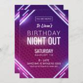 Neon Night Out Birthday Kaart (Voorkant / Achterkant)