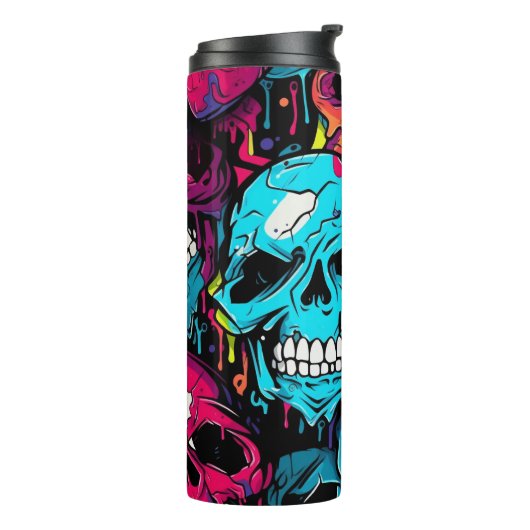 Neon Night Skulls Thermosbeker (Gedraaid links)