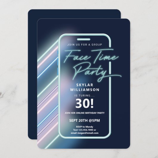 Neon Nightlife Vibe Online Group Video Chat Party Kaart (Voorkant / Achterkant)