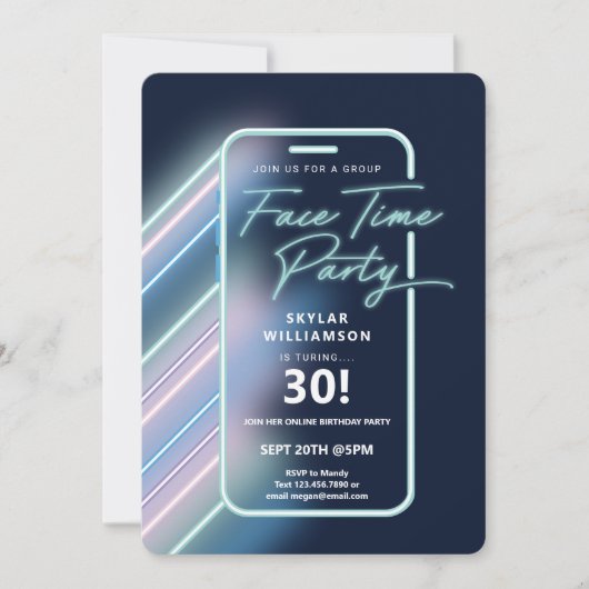 Neon Nightlife Vibe Online Group Video Chat Party Kaart (Voorkant)