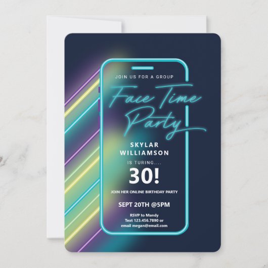 Neon Nightlife Vibe Online Group Video Chat Party Kaart (Voorkant)