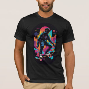 Neon Nights: Graffiti Skateboarder Art T-shirt