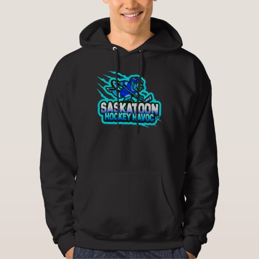 Neon Nights Hockey Havoc in Saskatoon Hoodie (Voorkant)