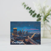 Neon Nights in Los Angeles Skyline Briefkaart (Staand voorkant)