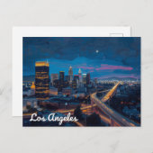 Neon Nights in Los Angeles Skyline Briefkaart (Voorkant / Achterkant)