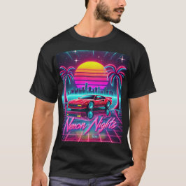 Neon Nights Retro 80s Art Print – Cityscape T-shirt