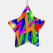 Neon Nineties Patroon Keramisch Ornament (Rechts)