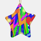 Neon Nineties Patroon Keramisch Ornament (Links)