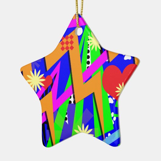 Neon Nineties Patroon Keramisch Ornament (Links)