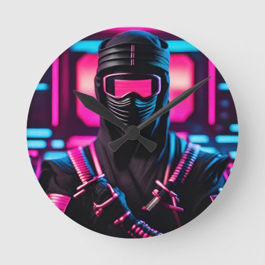 neon ninja ronde klok (Voorkant)