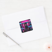 neon ninja vierkante sticker (Envelop)
