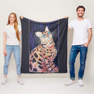 Neon Noir Bengaalse Kat Fleece Deken