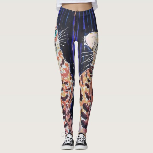 Neon Noir Bengaalse Kat Leggings (Voorkant)