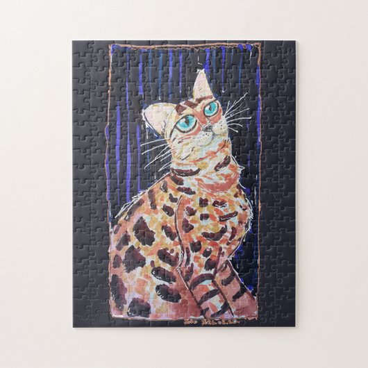 Neon Noir Bengaalse Kat Legpuzzel (Verticaal)