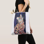 Neon Noir Bengaalse Kat Tote Bag (Dichtbij)