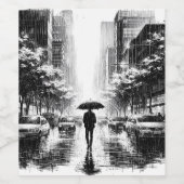 Neon Noir Rainy Cityscape Wijn Etiket (Enkel label)