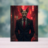 Neon Noir Sphynx Cat in Mafia Style Acryl Bord (Neutraal)