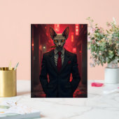 Neon Noir Sphynx Cat in Mafia Style Acryl Bord (Huwelijk)
