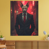 Neon Noir Sphynx Cat in Mafia Style Canvas Afdruk (Insitu (Woonkamer))