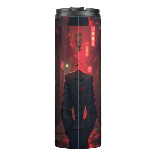 Neon Noir Sphynx Cat in Mafia Style Thermosbeker (Achterkant)