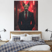 Neon Noir Sphynx Kat in Mafiostijl Canvas Afdruk (Insitu (Slaapkamer))