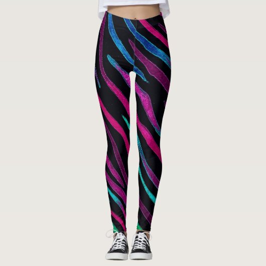 Neon Noir Zebra Pattern Leggings (Voorkant)