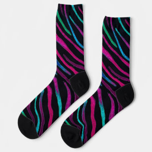Neon Noir Zebra Pattern Sokken