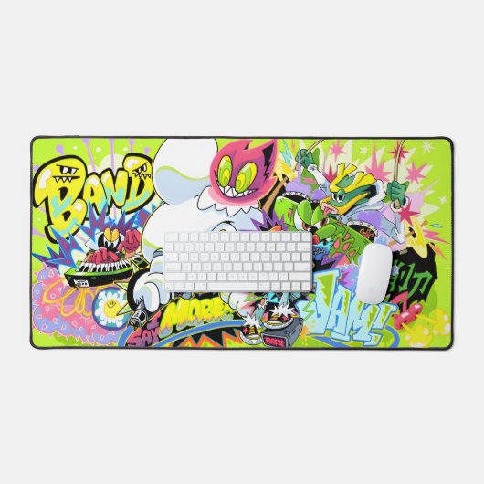 Neon Noise – Cartoon Band Mouse Pad (Keyboard & Muis)