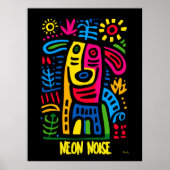 Neon Noise Dog - Abstracte geometrische dierlijke Poster (Voorkant)