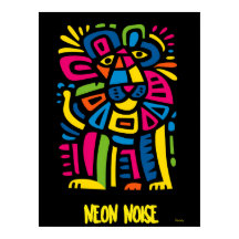 Neon Noise Lion - Abstracte geometrische tribale k