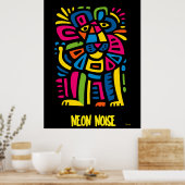 Neon Noise Lion - Abstracte geometrische tribale k Poster (Keuken)