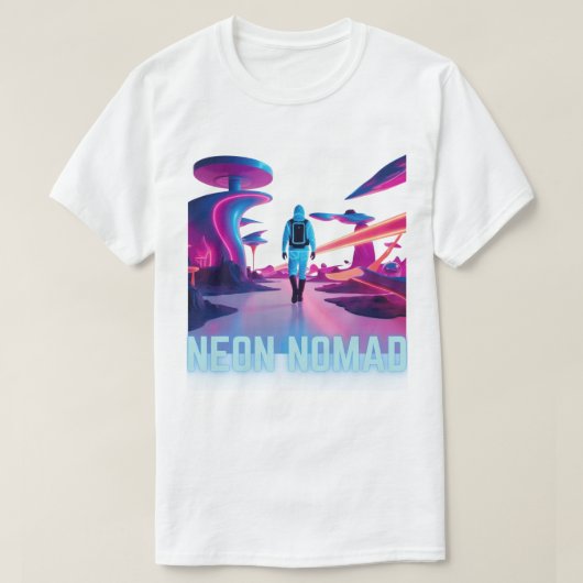 Neon Nomad - Wander in een wereld van verwondering T-shirt (Design voorkant)