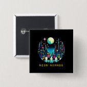 Neon Nomads - Cyberpunk Pixel Art Travel Design Vierkante Button 5,1 Cm (Voorkant /achterkant)