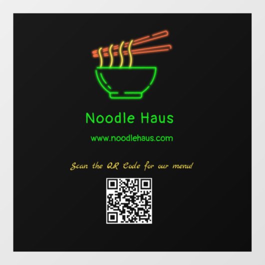 Neon Noodle Bowl Custom Restaurant Raamsticker (Vel)