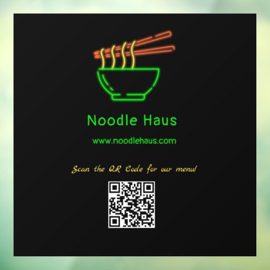 Neon Noodle Bowl Custom Restaurant Raamsticker (Vel 3)