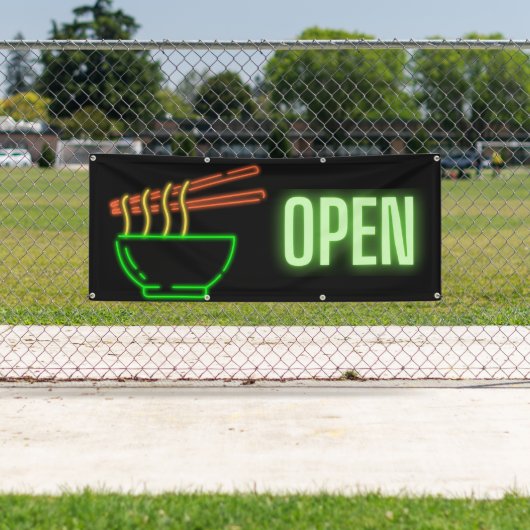 Neon Noodle Bowl Open Outdoor Banner (Insitu)