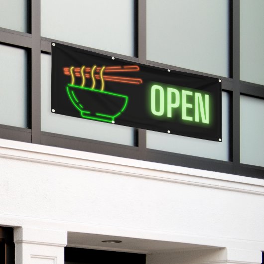 Neon Noodle Bowl Open Outdoor Banner (Buitenkant Gebouw)