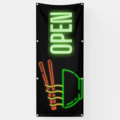 Neon Noodle Bowl Open Outdoor Banner (Verticaal)