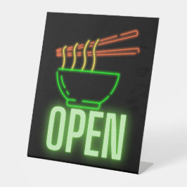 Neon Noodle Bowl Open Pedestal Sign Reclamebord Met Voetstuk