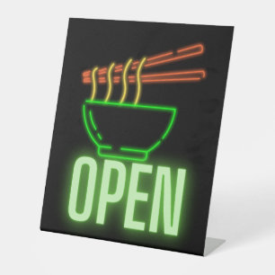 Neon Noodle Bowl Open Pedestal Sign Reclamebord Met Voetstuk