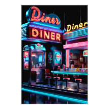 "Neon Nostalgia: Diner Lights Poster"
