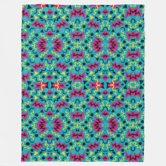 Neon Nostalgia: een gedurfde 90s-remix Fleece Deken (Voorkant)