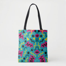 Neon Nostalgia: een gedurfde 90s-remix Tote Bag