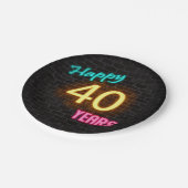 Neon nummer 40-teken op bakstenen wand papieren bordje (Gekanteld)