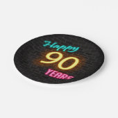 Neon nummer 90-teken op bakstenen muur papieren bordje (Gekanteld)