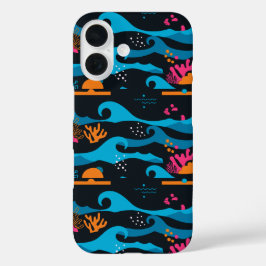 Neon Ocean Abstract iPhone 16 Hoesje
