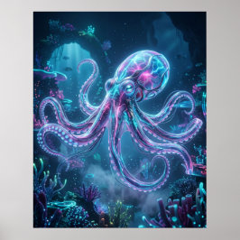 Neon Octopus Data Rif Poster