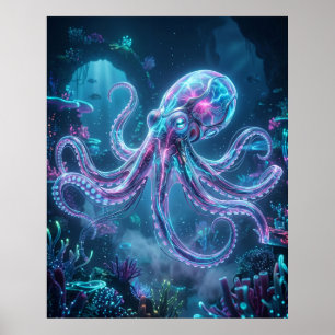 Neon Octopus Data Rif Poster